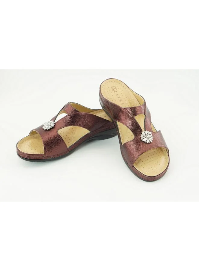 زينة 221-3146 Zayna Ladies Flat Sandals 88909-51 Maroon